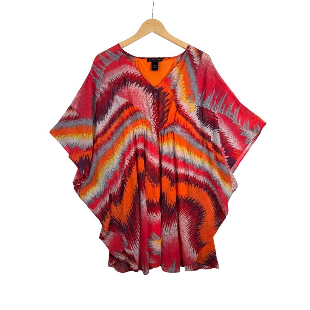 INC International Concepts‎ Psychedelic Print Blouse size 8 Orange/Red/Black